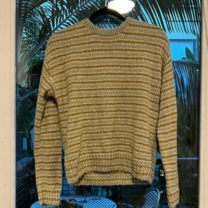 Rylee and Cru Green and yellow horizontal stripe knit sweater  XS